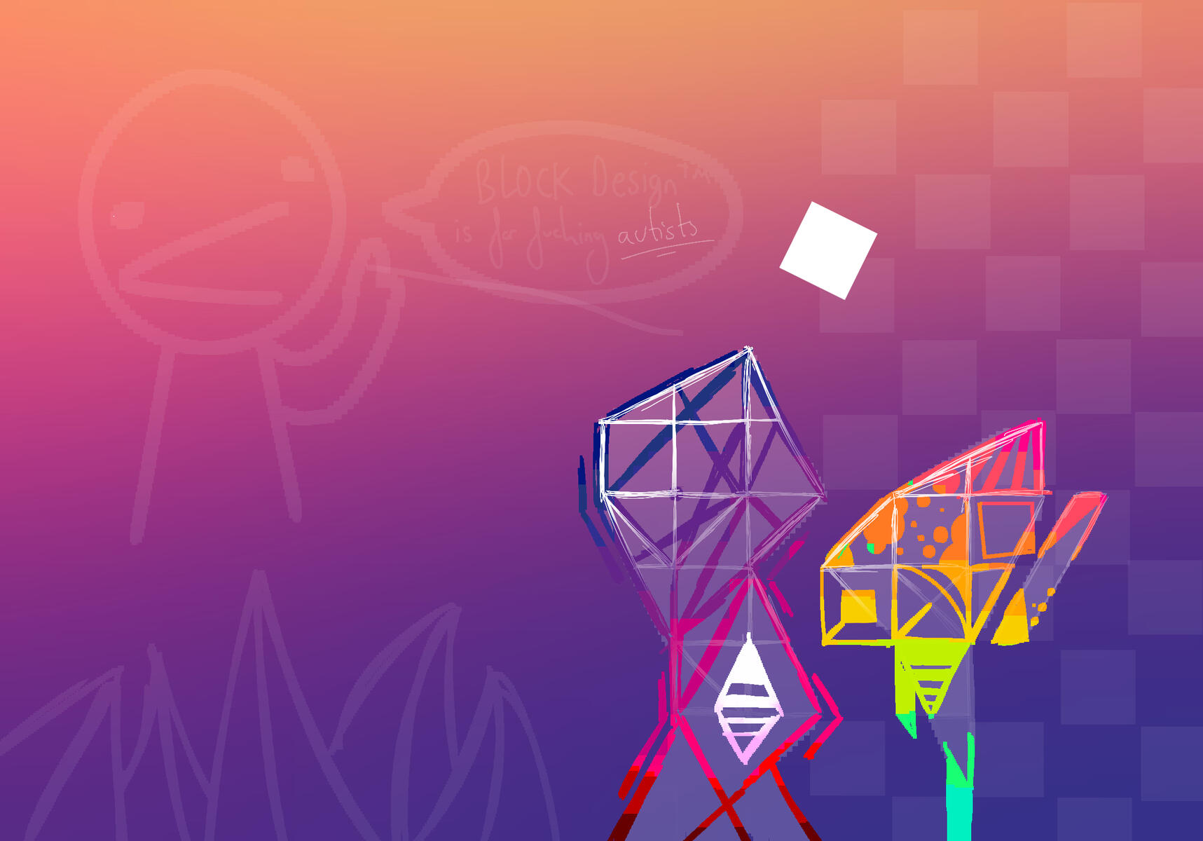 I don&#39;t even know what this one is supposed to represent, but it&#39;s worth chucking in for padding. Geometry Dash 10 Year Anniversary fan artwork.